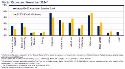 Auscap Ex-20 Australian Equities Fund Sector Exposure December 2024