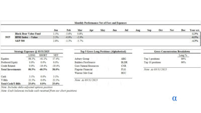 Black Bear Value Partners Monthly Performance