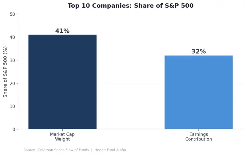 Chart showing top 10 companies share of S&P 500