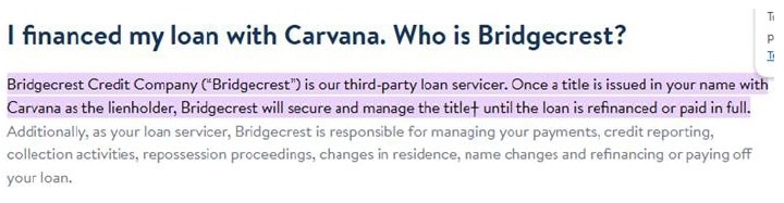 Bridgecrest As Its Third-Party Loan Servicer