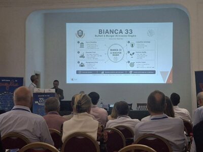 Bianca 33 AI investment analysis architecture diagram showing six analytical pillars and decision nodes