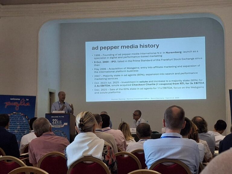Norman Rentrop Presenting Ad Pepper Media Investment Thesis At Value Investing Seminar 2026 In Trani